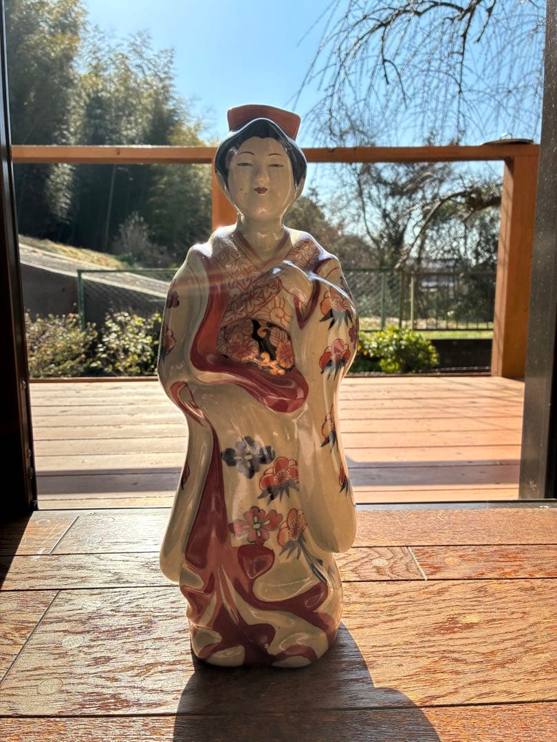 【修復有】アンティーク 陶器人形 着物美人 有田焼、円左エ門窯？時代物 置物