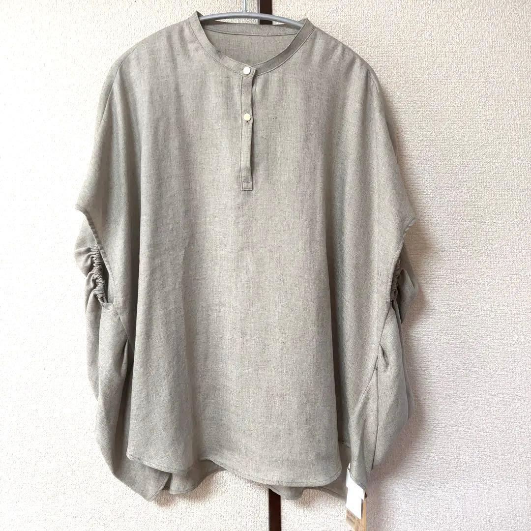 お値下‪＊新品タグ付 BEARDSLEY テックリネン ブラウス　ベージュ　F