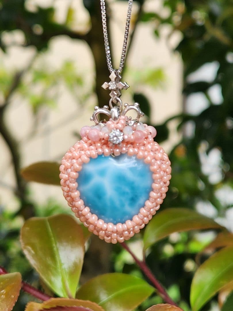 handmade ラリマー ハートペンダント