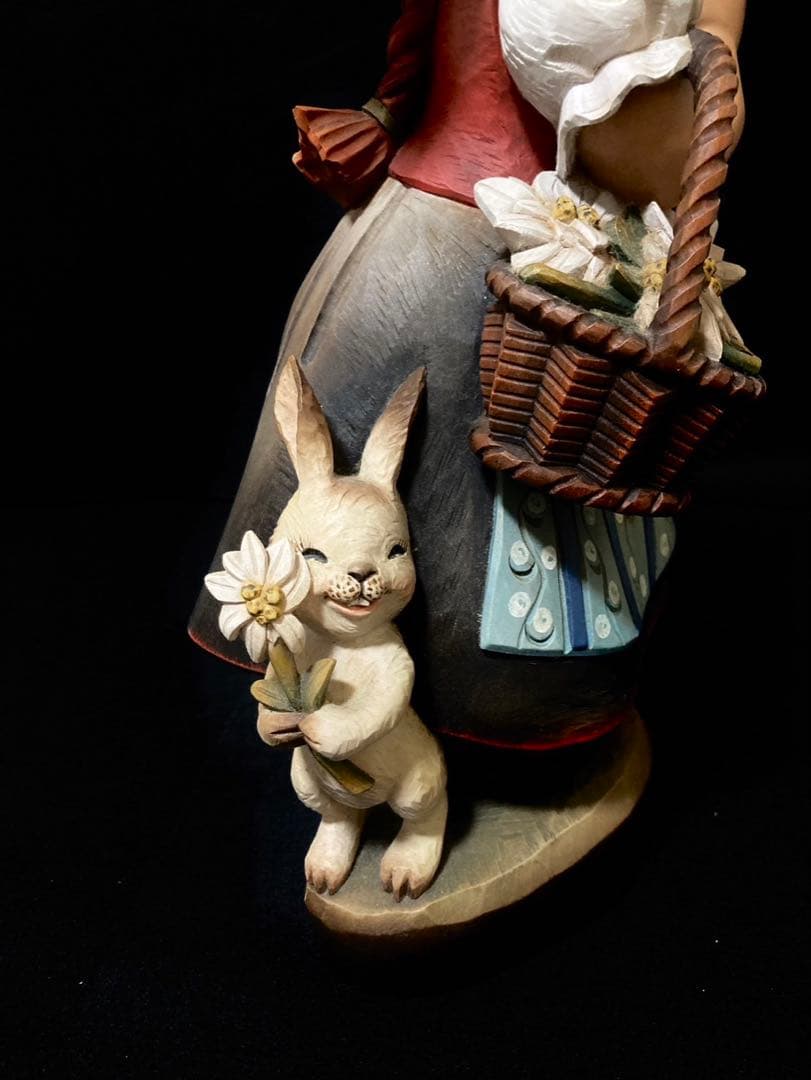 【希少 大サイズ】ANRI Golden Blossom 38cm 木彫り 美品