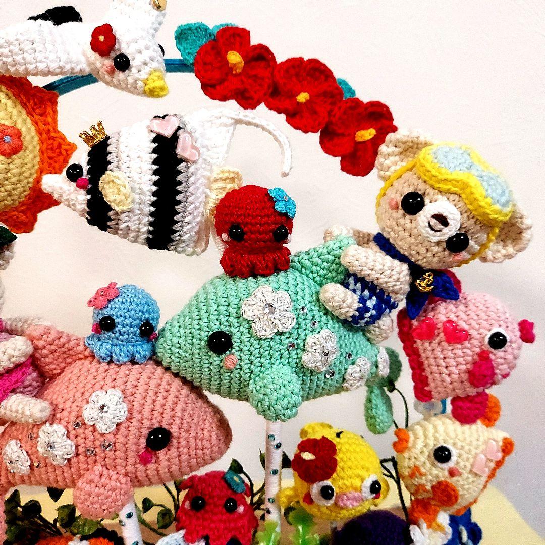 ハンドメイド　編みぐるみ　置物　ガーランド　インテリア　夏