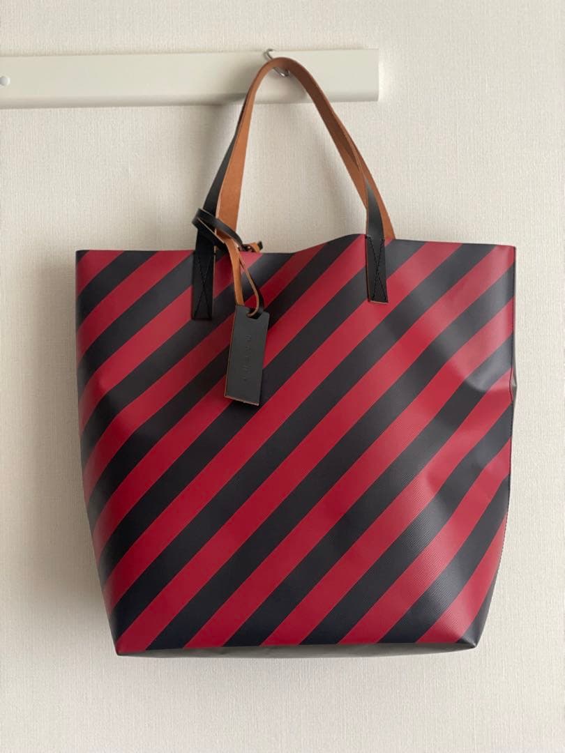 MARNI PVCトートバッグ　ストライプ　大容量