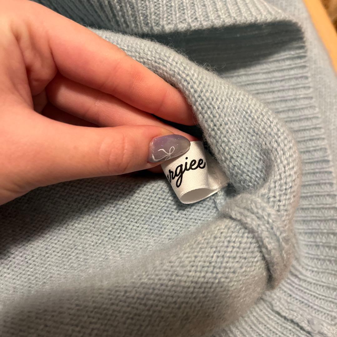 Bargiee HEARTH BUTTON KNIT BLUE ブルー