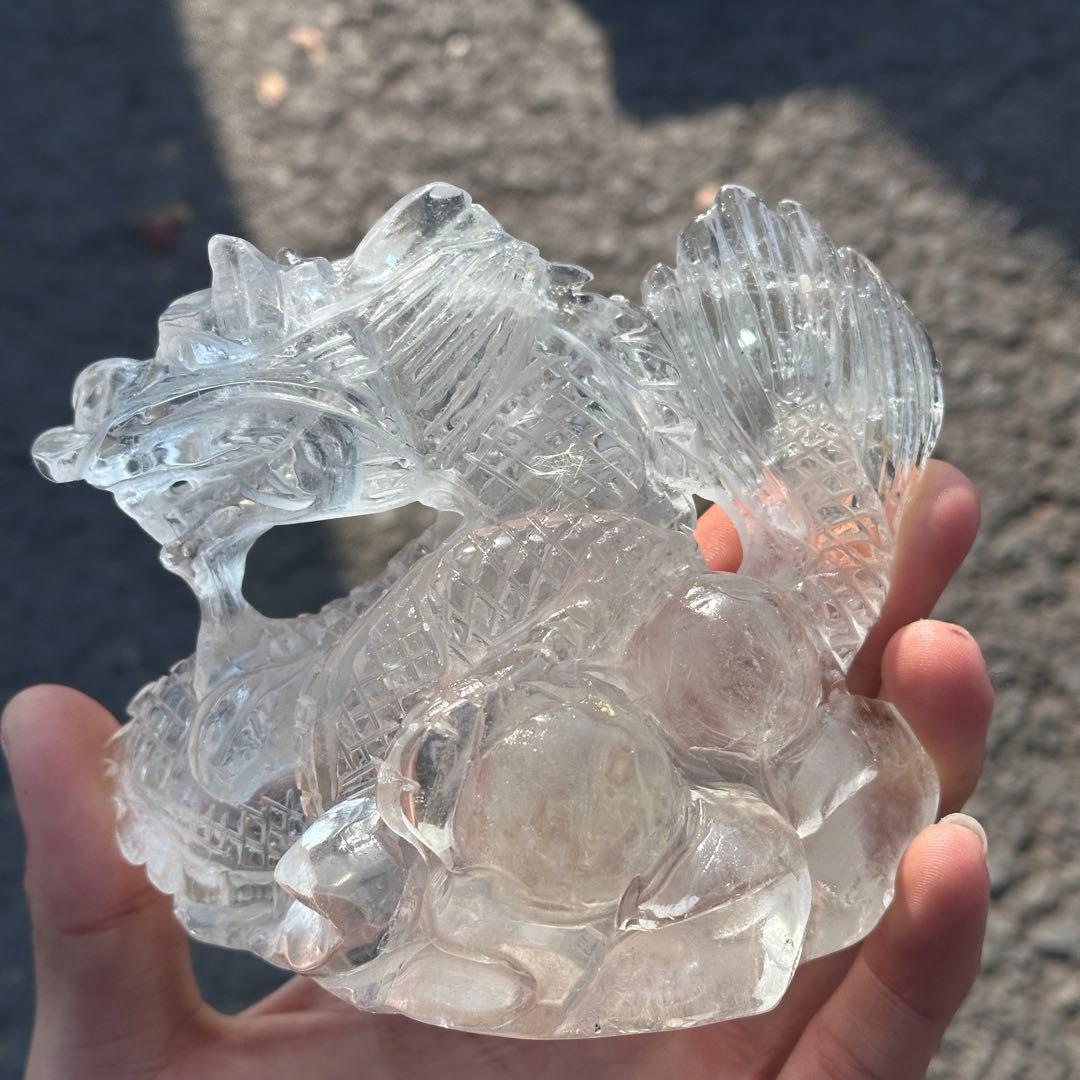 天然石水晶の龍　置物　ご購入前に在庫確認必要G.279