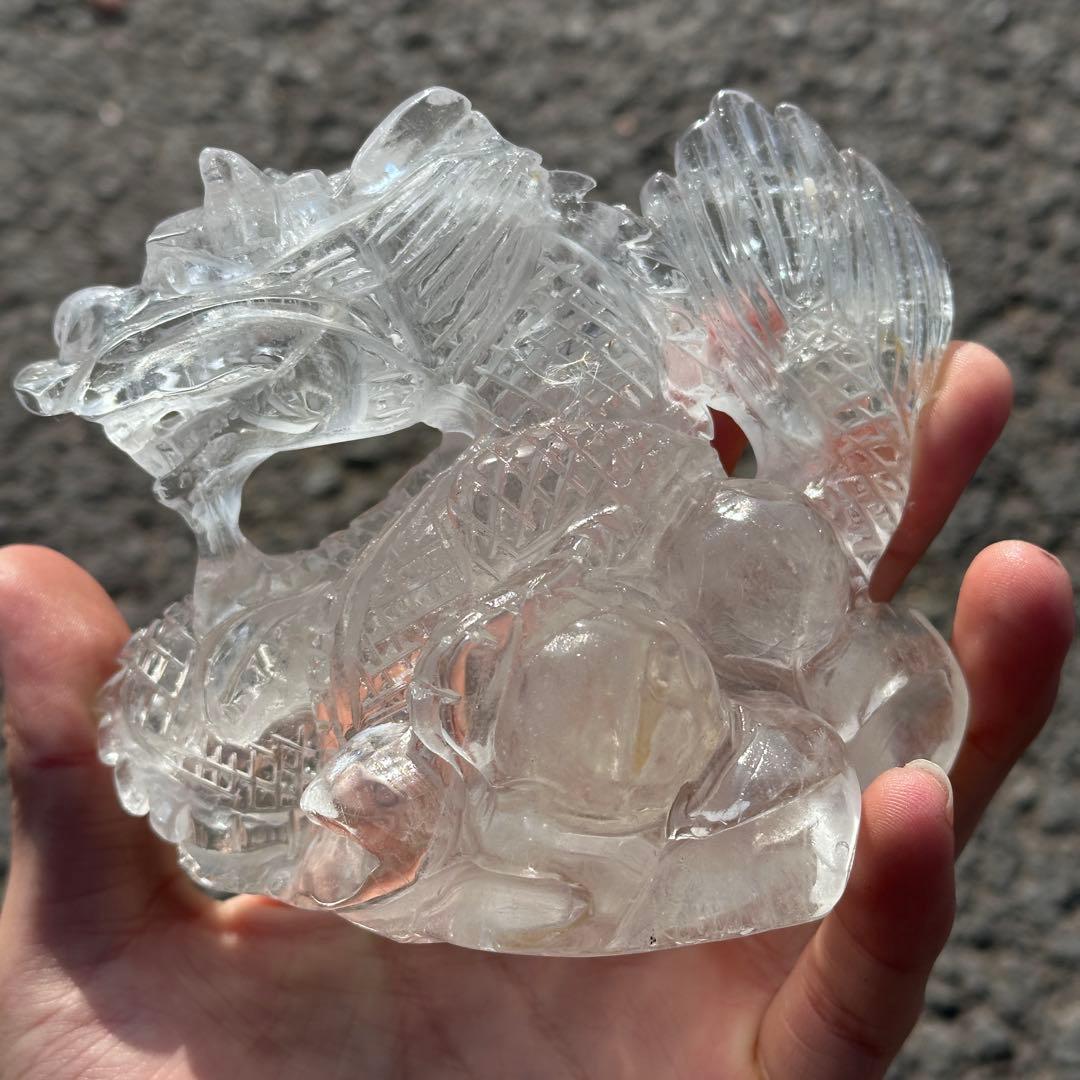 天然石水晶の龍　置物　ご購入前に在庫確認必要G.279