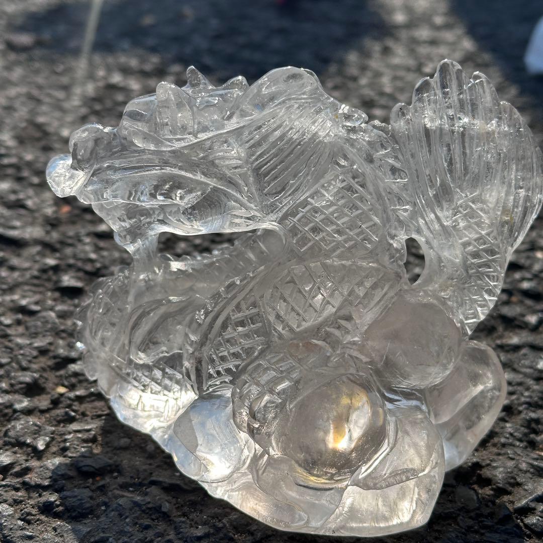 天然石水晶の龍　置物　ご購入前に在庫確認必要G.279