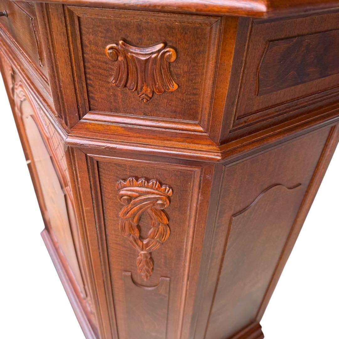 HR853 【彫刻が素敵】イタリア　象嵌細工　シャビーシック　キャビネット