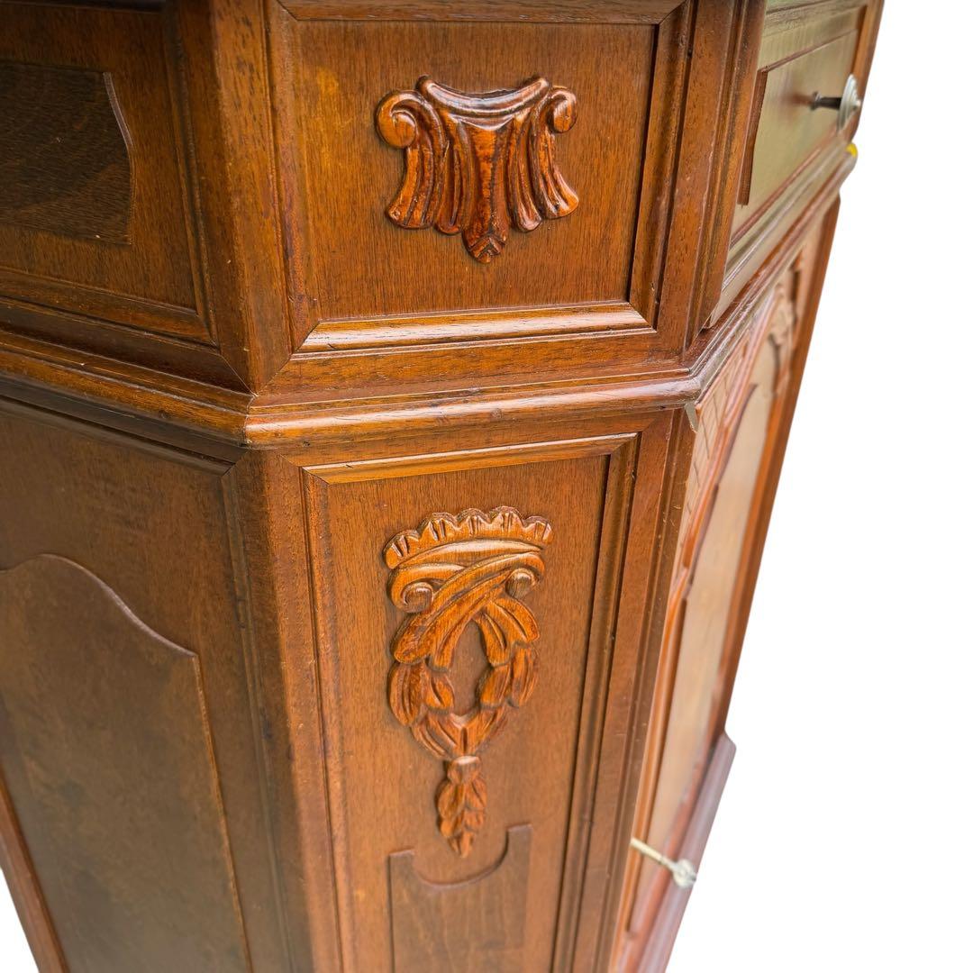 HR853 【彫刻が素敵】イタリア　象嵌細工　シャビーシック　キャビネット