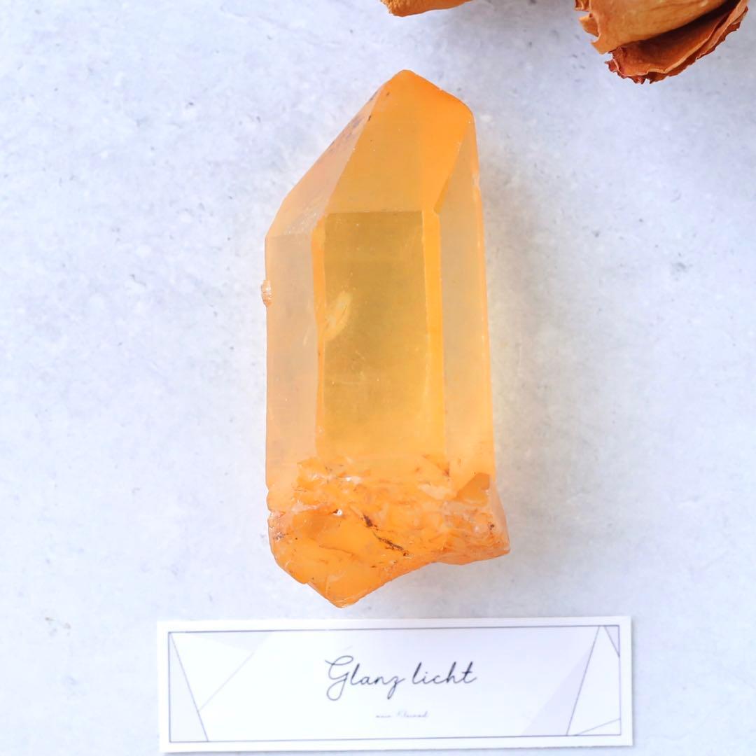 希少セルフヒールド タンジェリンクォーツ 蜜柑水晶 天然石 水晶 鉱物 一点物