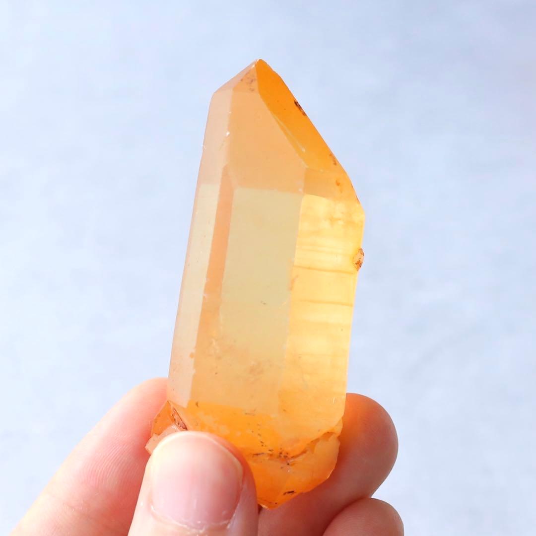 希少セルフヒールド タンジェリンクォーツ 蜜柑水晶 天然石 水晶 鉱物 一点物