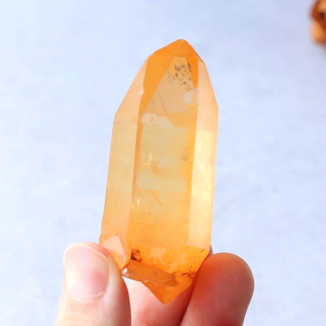 希少セルフヒールド タンジェリンクォーツ 蜜柑水晶 天然石 水晶 鉱物 一点物