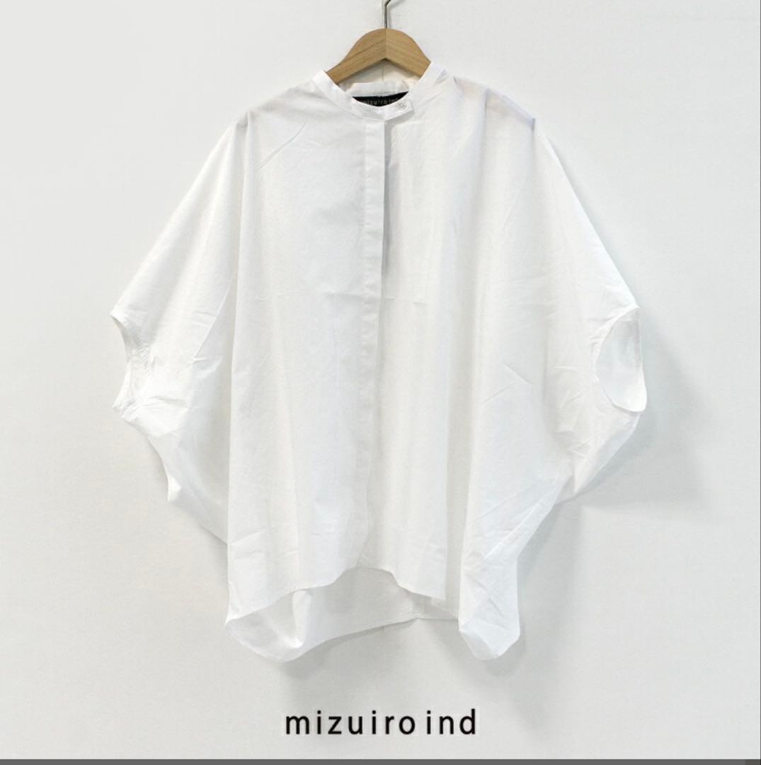 mizuiro ind ミズイロインド　スタンドカラーコクーンシャツ
