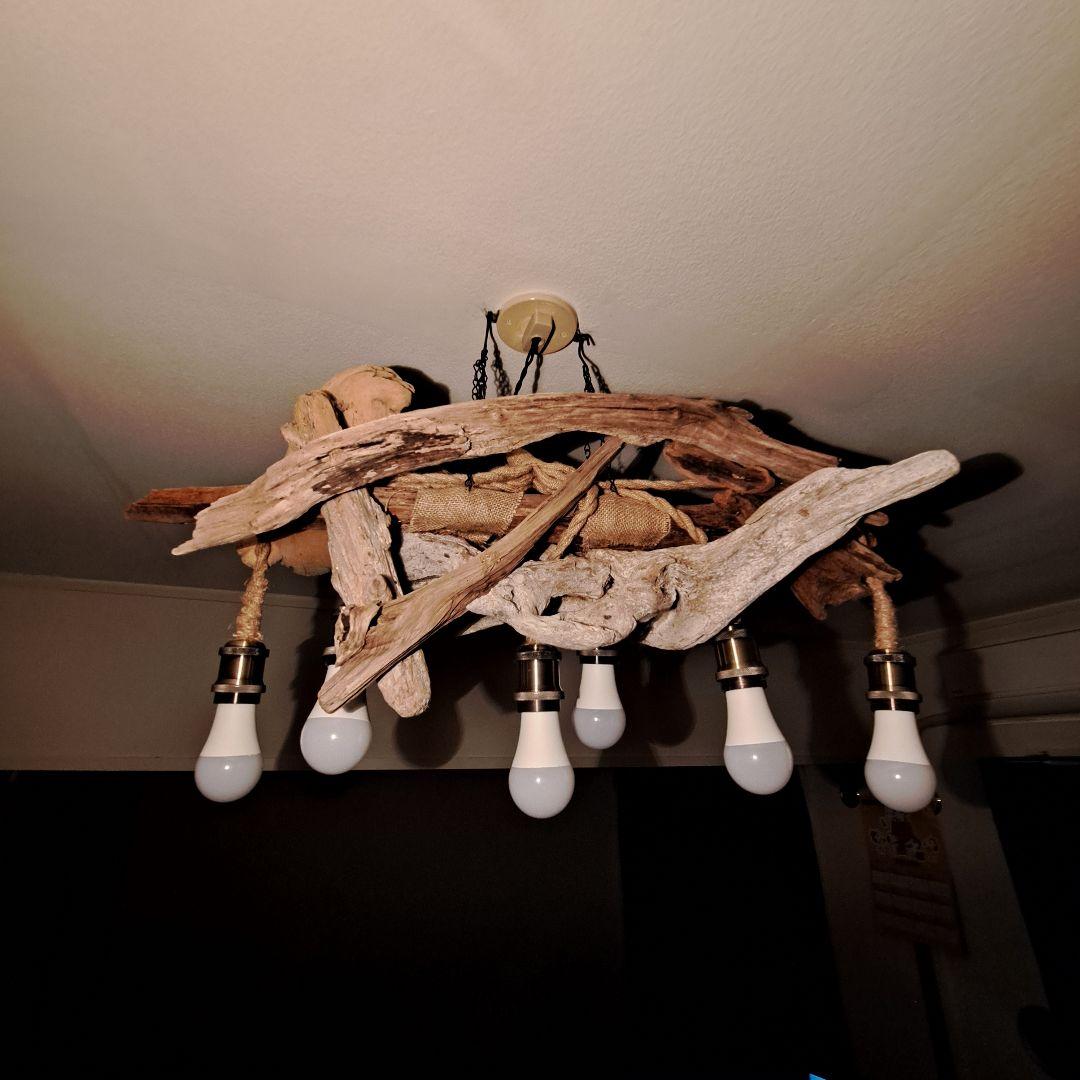 流木インテリア　LED6灯付　ヴィンテージソケット　6～15帖　リビングにどうぞ