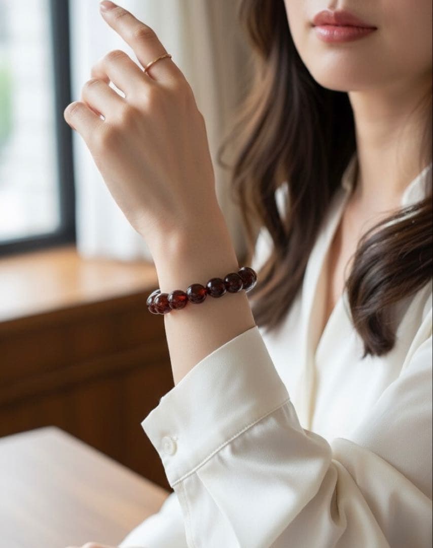 高品質＊美しい天然石　ガーネット　ブレスレット　大玉