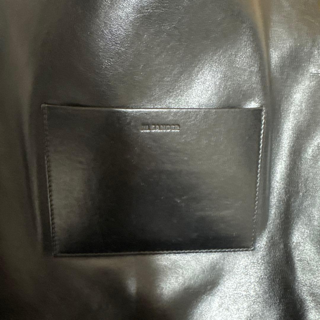 黒 レザートートバッグ 外ポケット付き