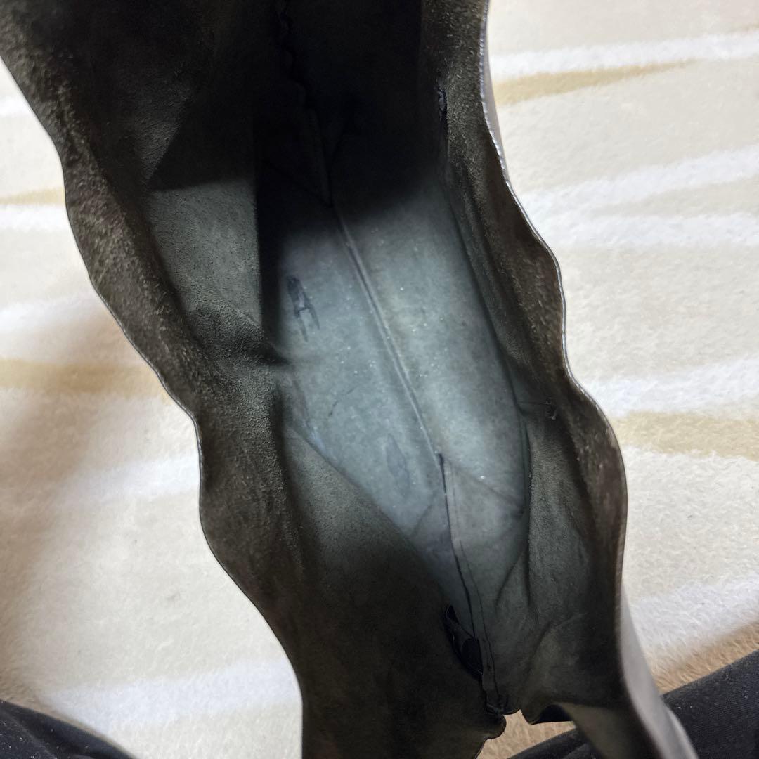 黒 レザートートバッグ 外ポケット付き