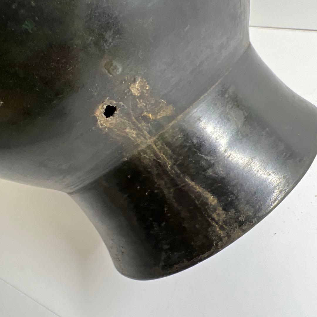 中国清時代　鳥耳付古銅花瓶　高さ約33.5㎝　3462g 東Y7-1106☆2F