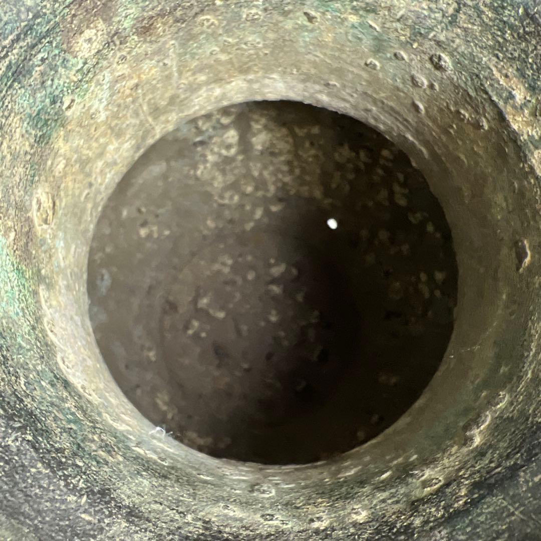 中国清時代　鳥耳付古銅花瓶　高さ約33.5㎝　3462g 東Y7-1106☆2F