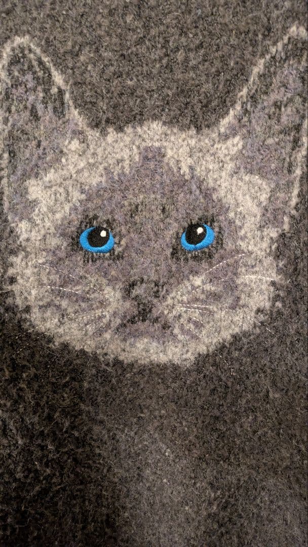mmts 猫刺繍 ダークグレー セーター