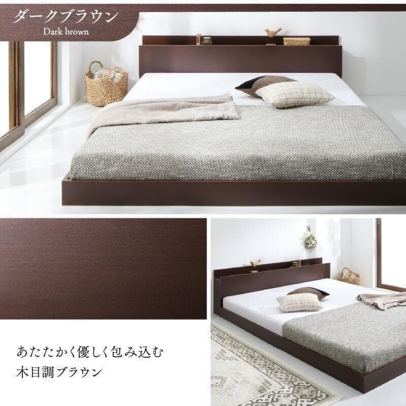 セール！新品 送料込 ダブルベッド マットレス付 棚 コンセント付 ホワイト