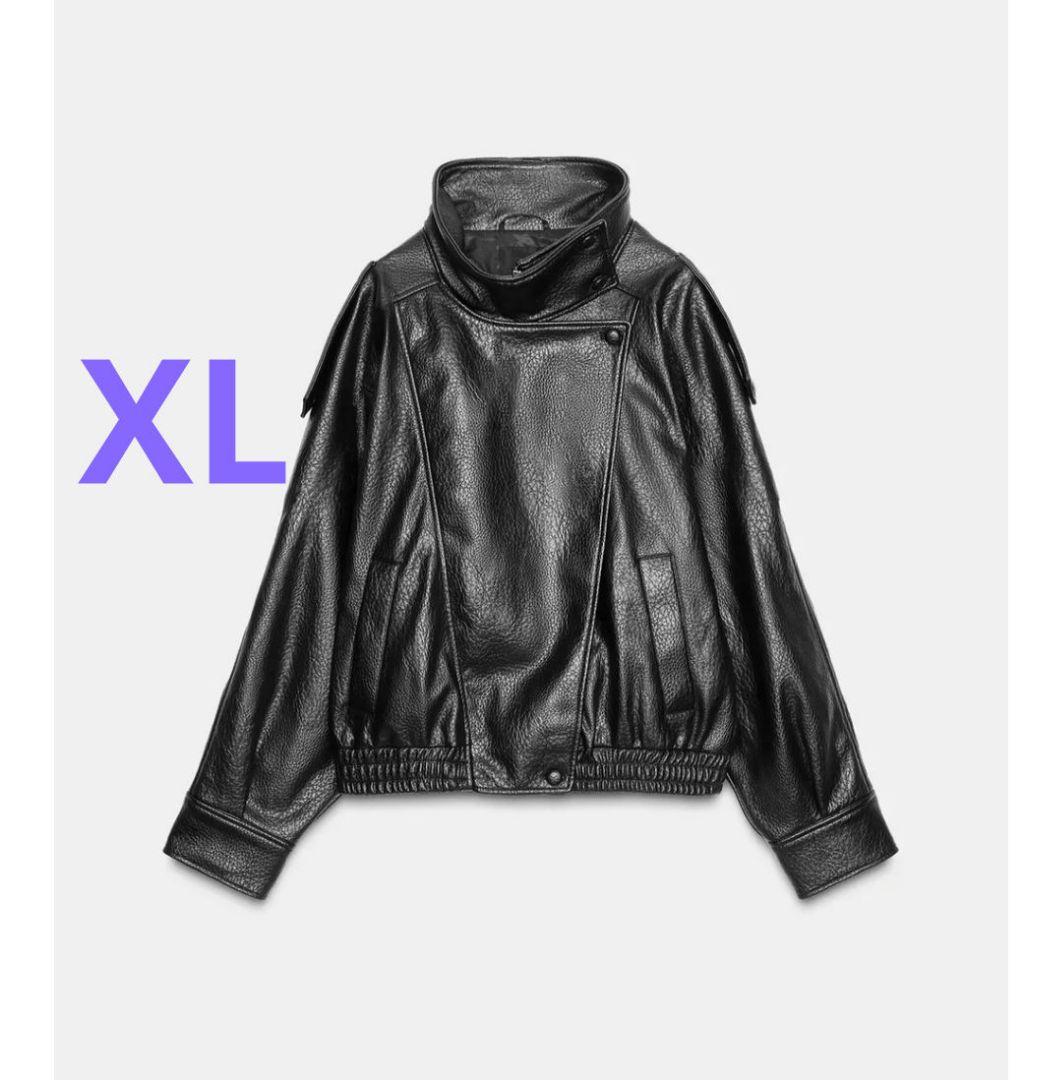 ZARA　フェイクレザージャケット XL ブラック
