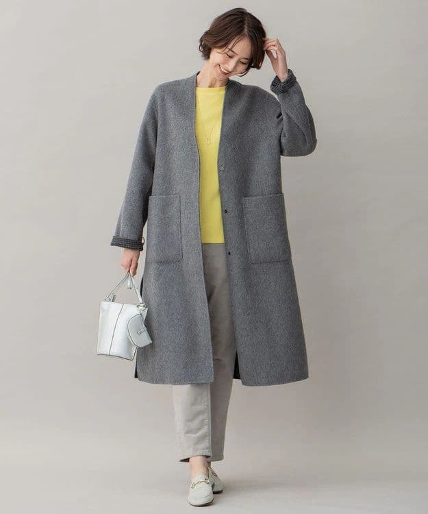 【専用】自由区　リバーシブル　ウールリバー ノーカラーロングコート