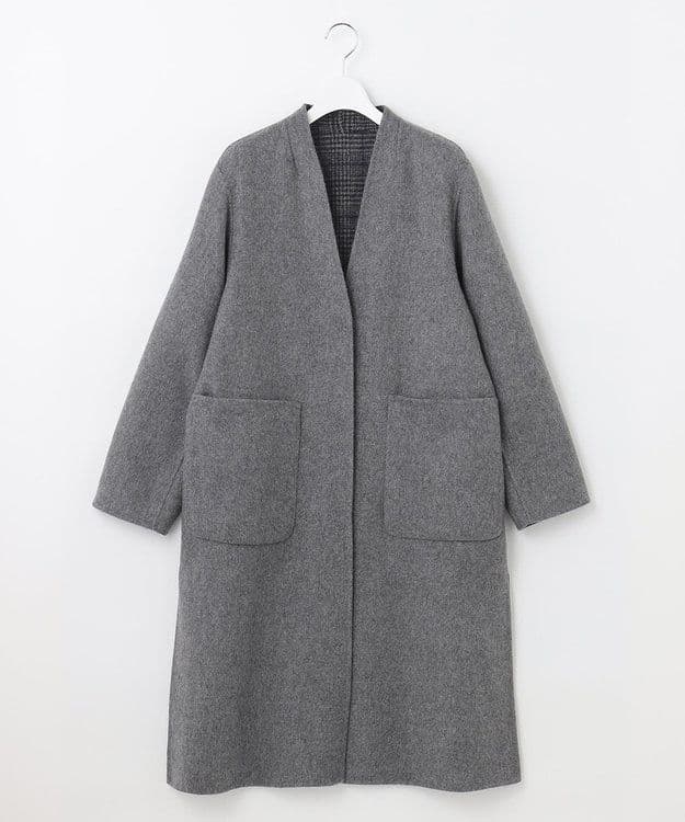 【専用】自由区　リバーシブル　ウールリバー ノーカラーロングコート