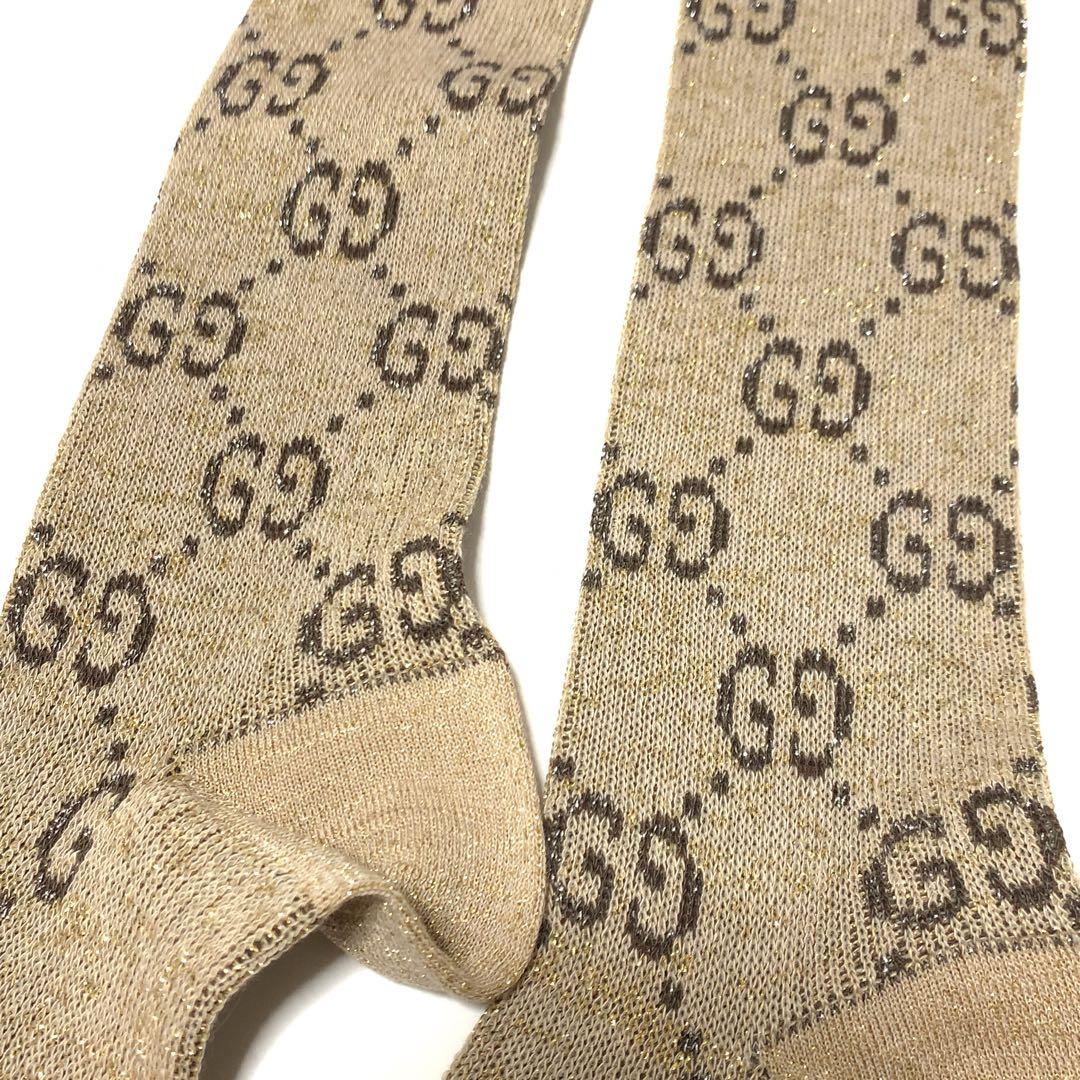 GUCCI GGロゴ ベージュ 靴下 ハイソックス 1074/17