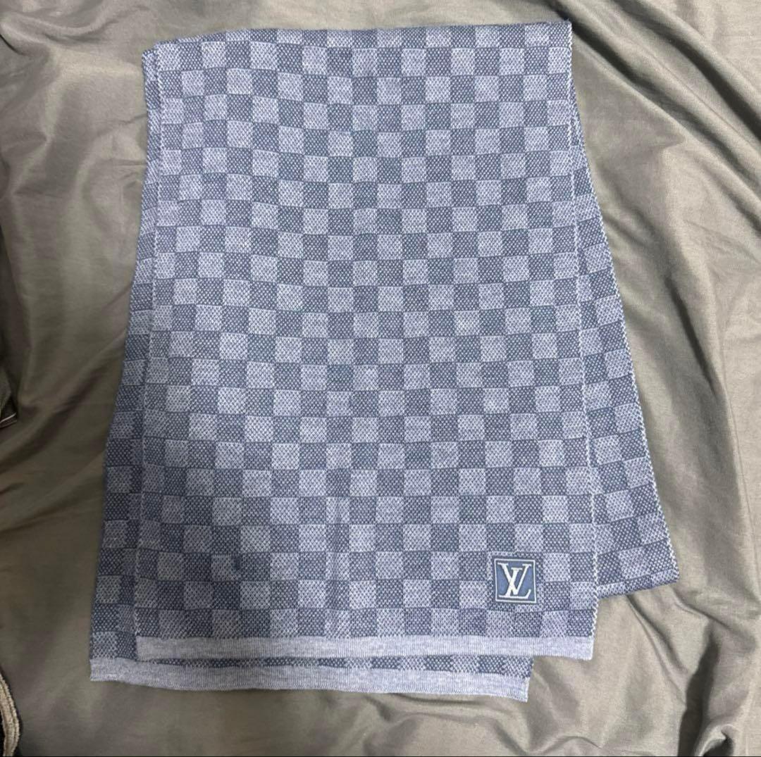 LV グレー チェック柄 マフラー