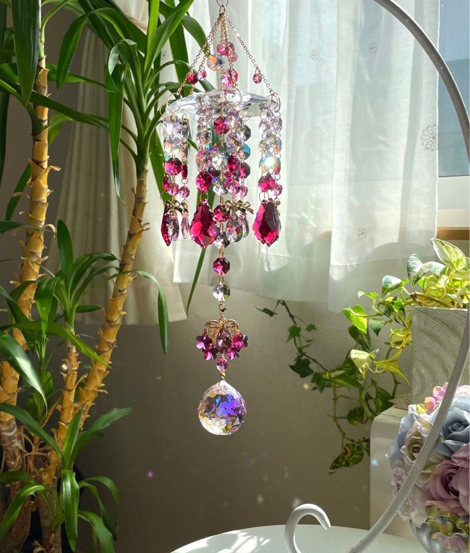 サンキャッチャー スワロフスキー シャンデリア皿90mm＆ロザリンB.AB