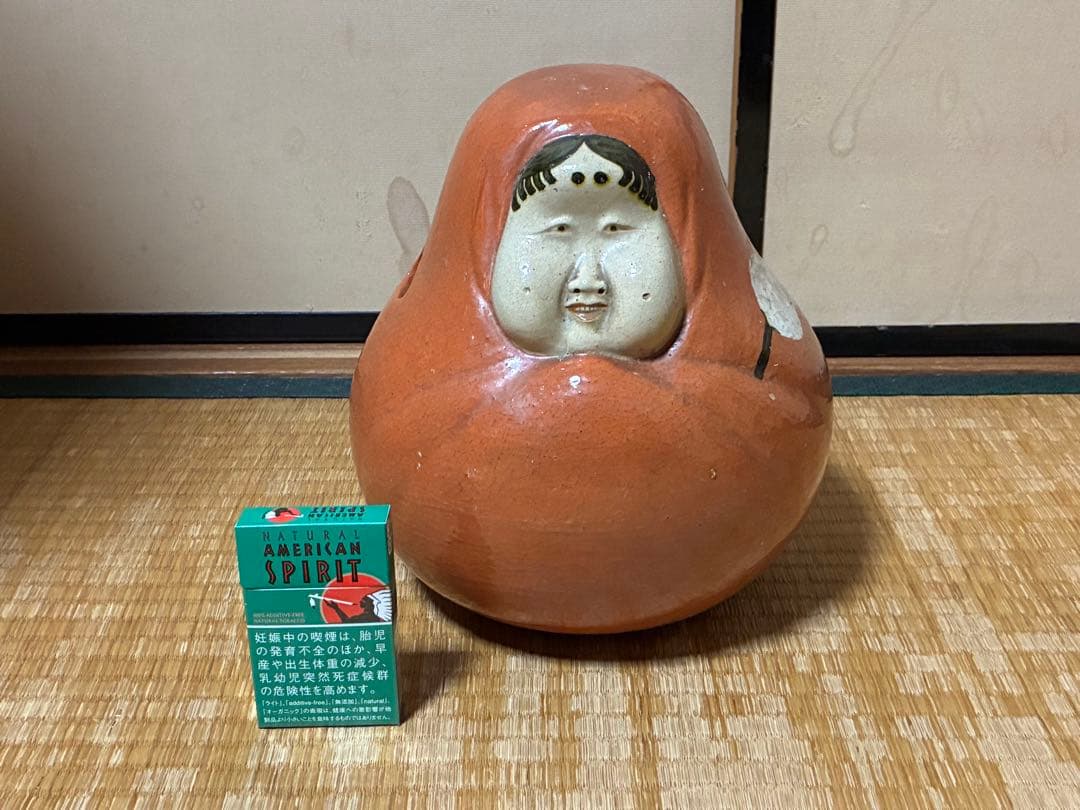古陶器 民平焼？ 淡路焼？おかめ お多福 火鉢 手炙り 火鉢 在名 時代物