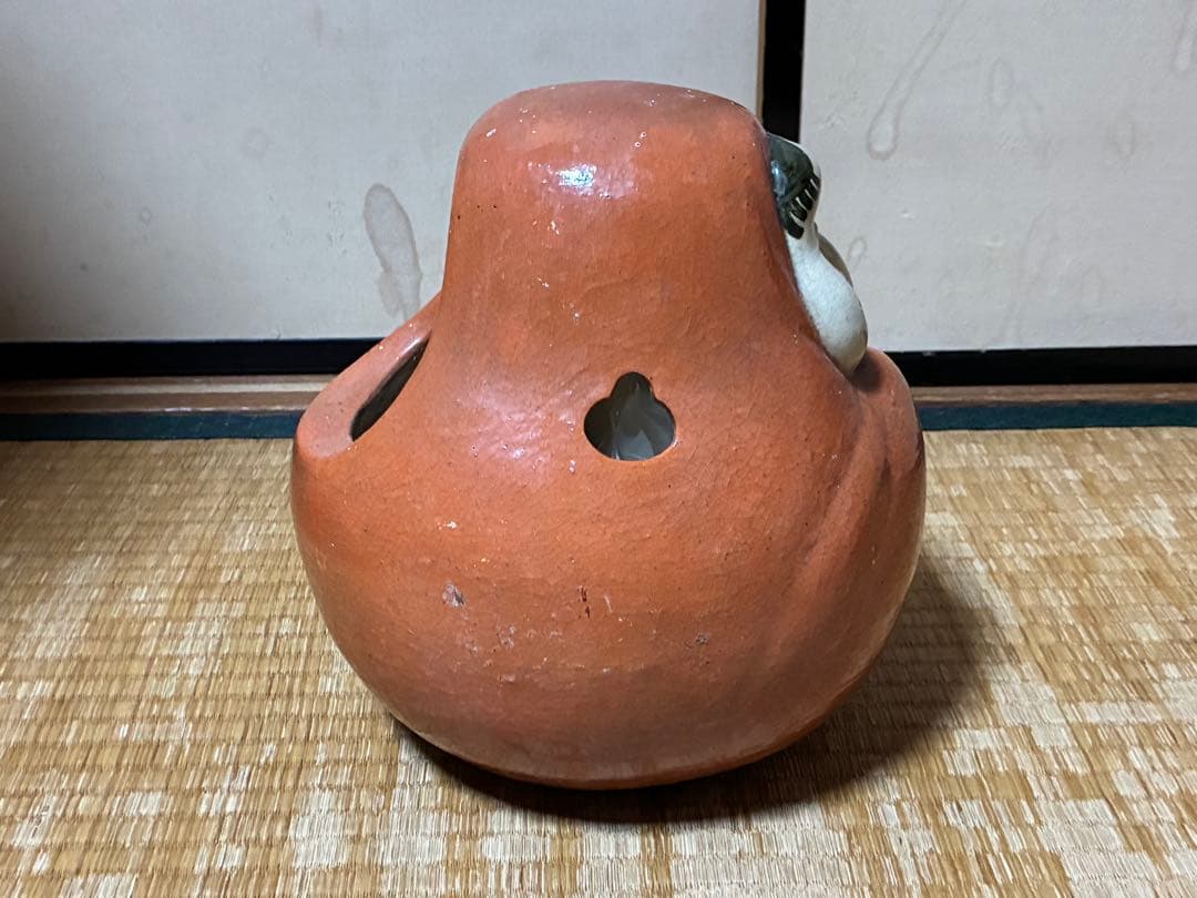 古陶器 民平焼？ 淡路焼？おかめ お多福 火鉢 手炙り 火鉢 在名 時代物