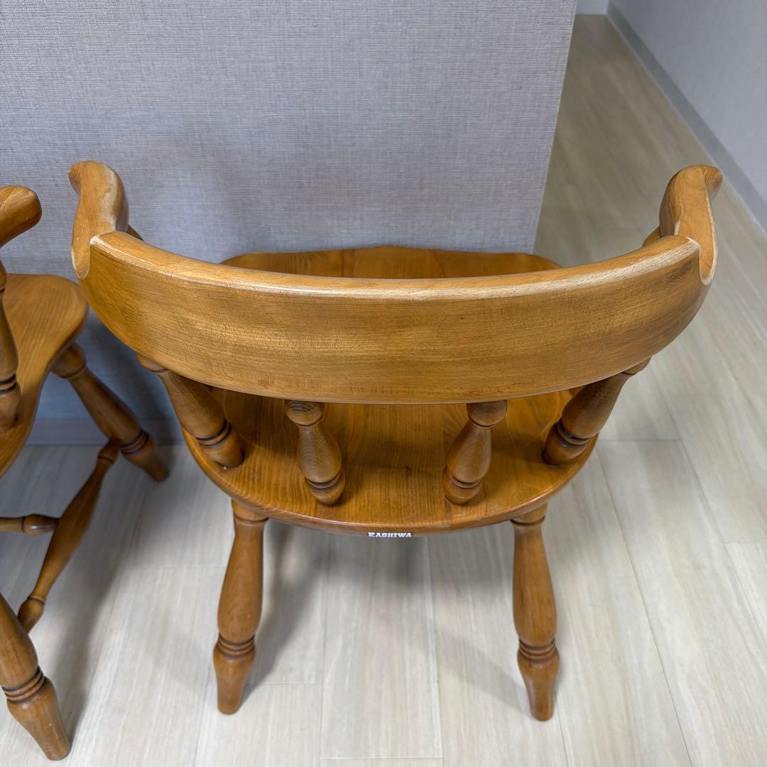 柏木工　木製背もたれ肘掛け付き椅子　2脚おまとめ【北摂付近引取り限定】