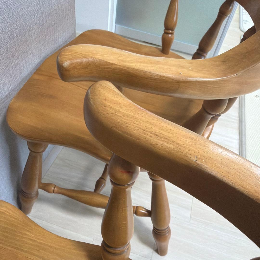 柏木工　木製背もたれ肘掛け付き椅子　2脚おまとめ【北摂付近引取り限定】