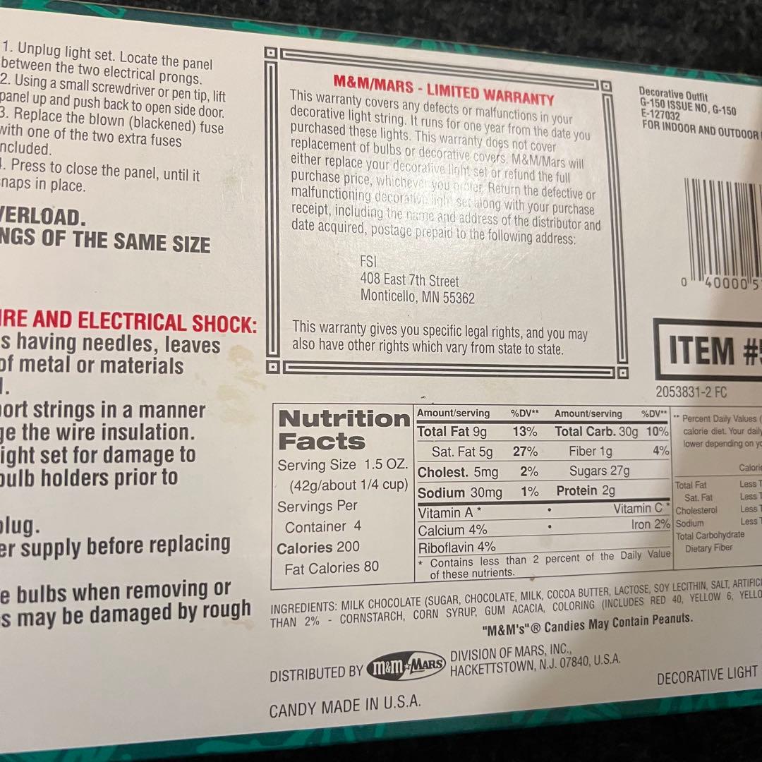 No.B47 m&m's エムアンドエムズ ハッピーライト ライトセット