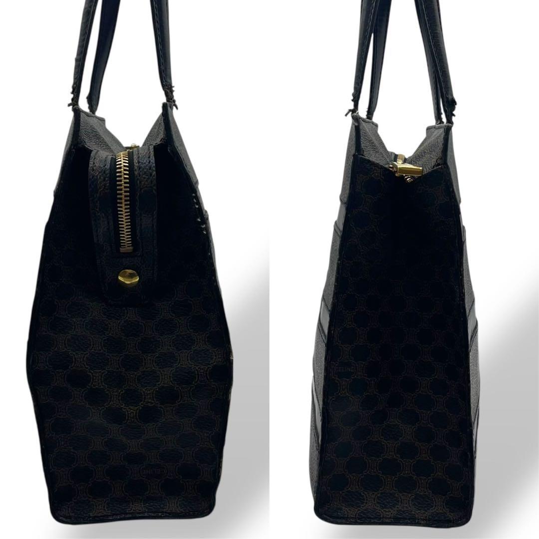 良品　オールドセリーヌ　トートバッグ　ボーダー　マカダム　レザー　PVC 黒