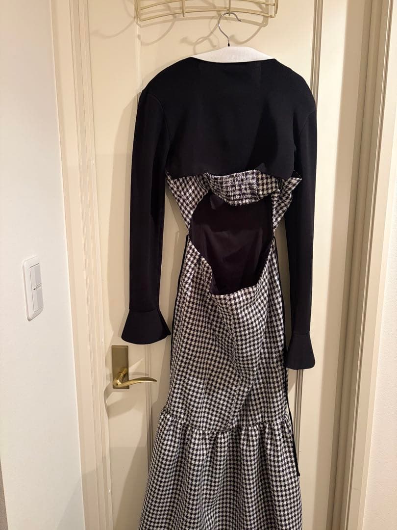 ワンピース RANDY Back open houndstooth ensemble