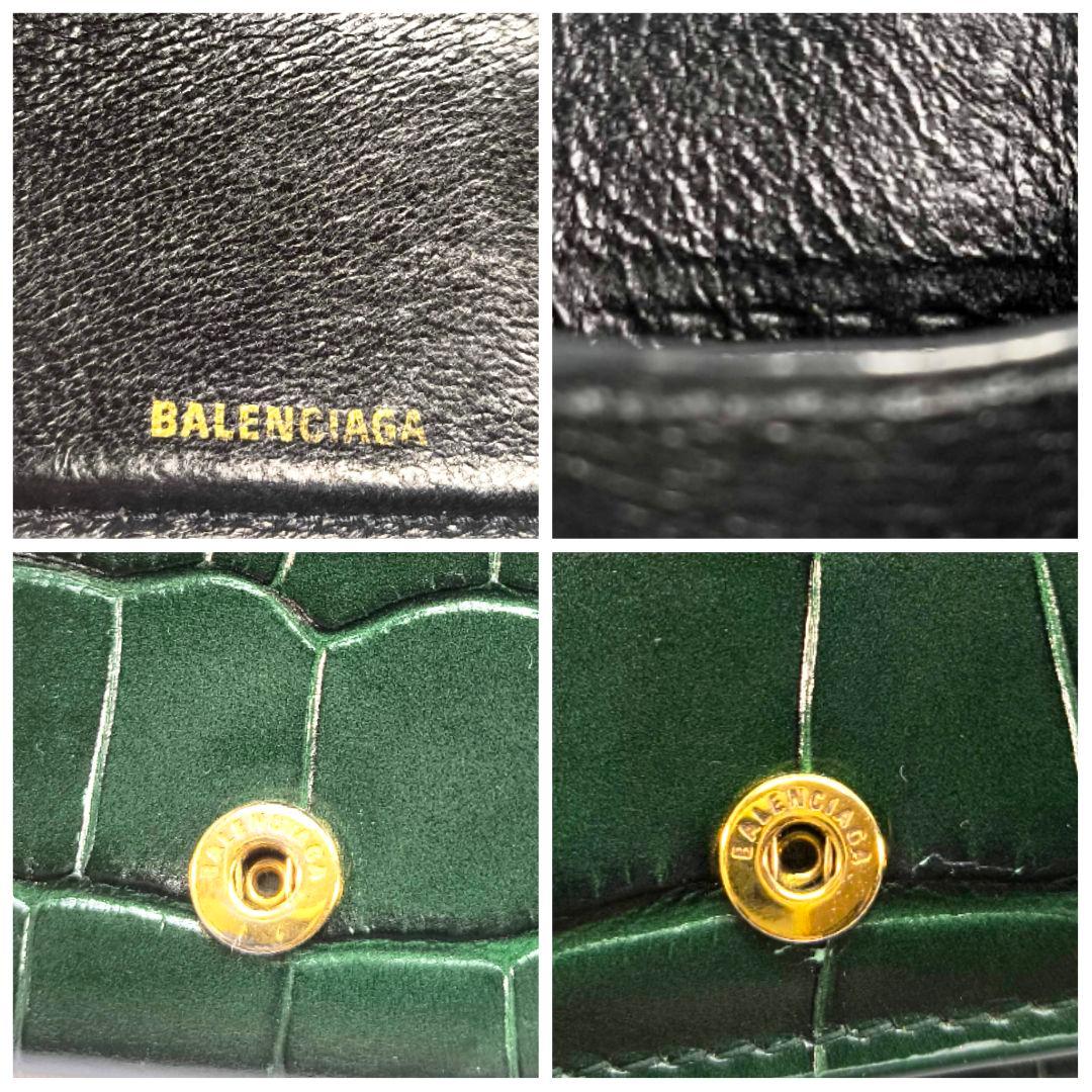 美品 バレンシアガ クロコ 三つ折り財布 コンパクトウォレット ミニ財布