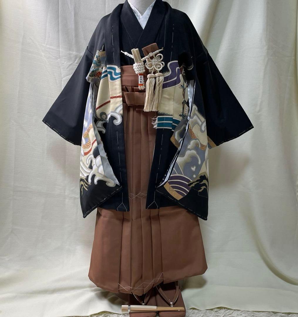 黒地龍と兜伝統柄☆七五三　男の子　５歳着物セット