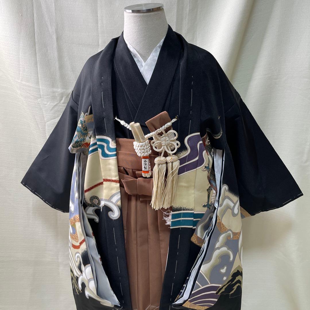 黒地龍と兜伝統柄☆七五三　男の子　５歳着物セット