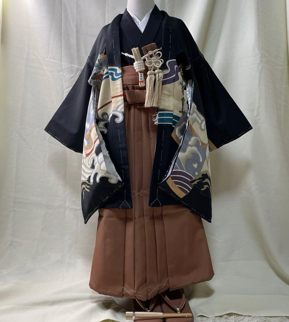 黒地龍と兜伝統柄☆七五三　男の子　５歳着物セット