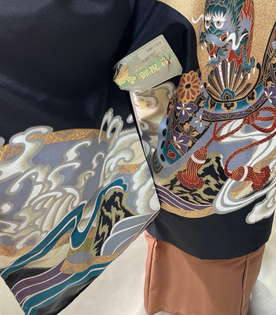 黒地龍と兜伝統柄☆七五三　男の子　５歳着物セット