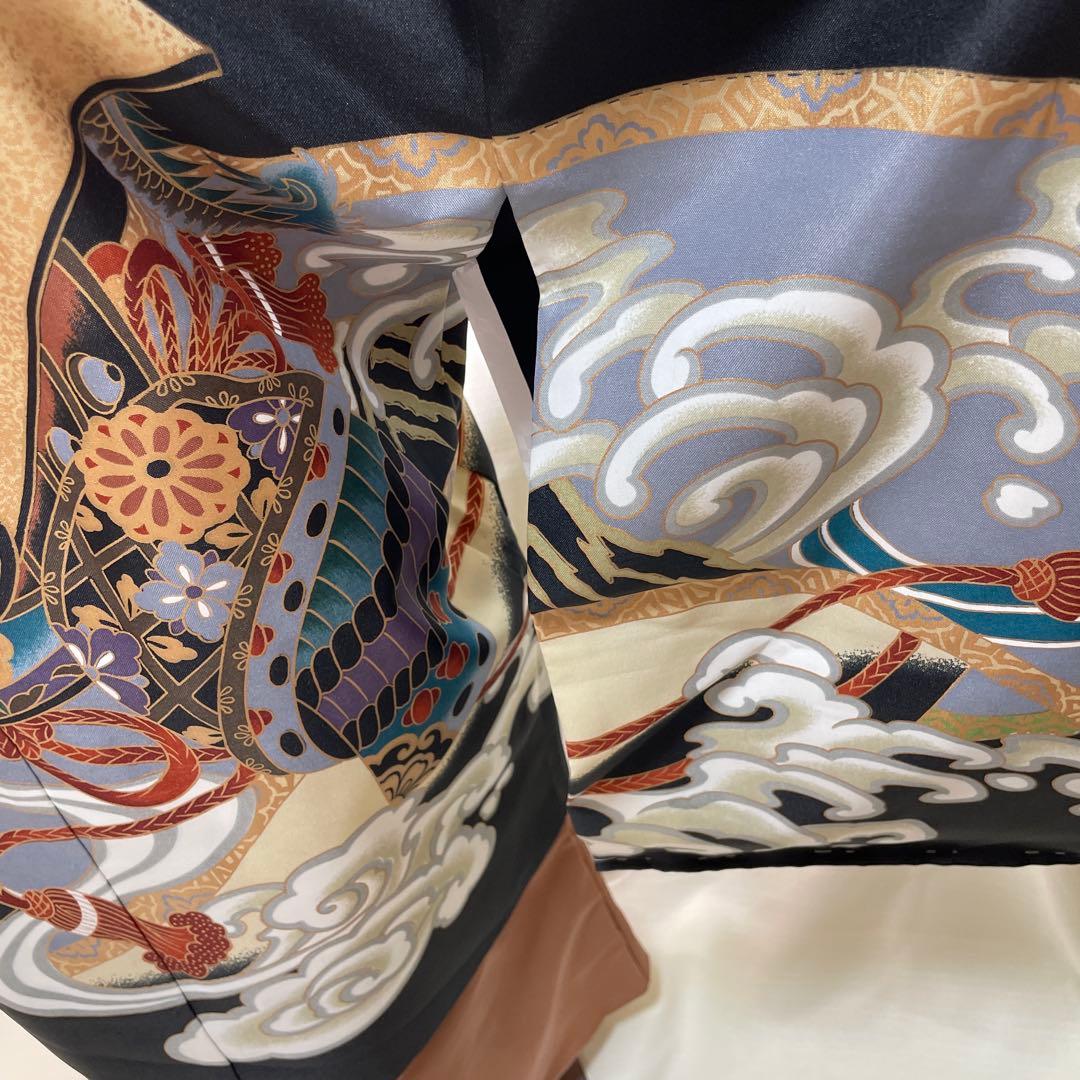 黒地龍と兜伝統柄☆七五三　男の子　５歳着物セット