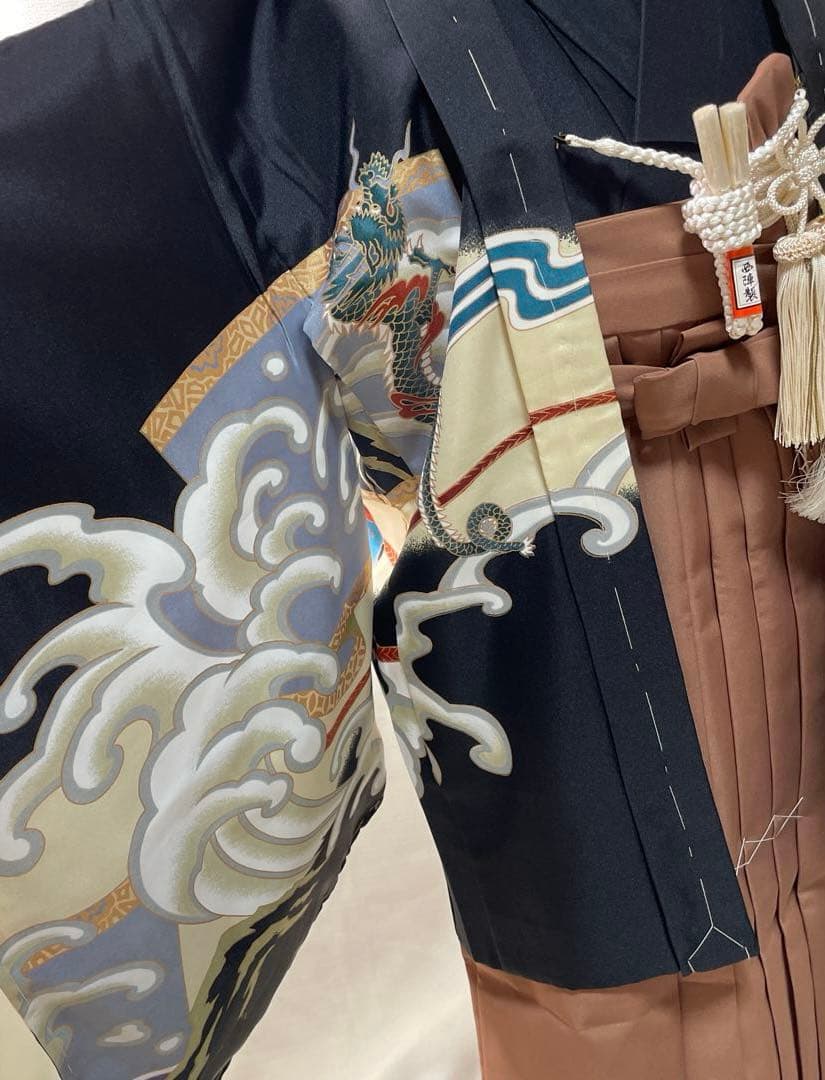 黒地龍と兜伝統柄☆七五三　男の子　５歳着物セット