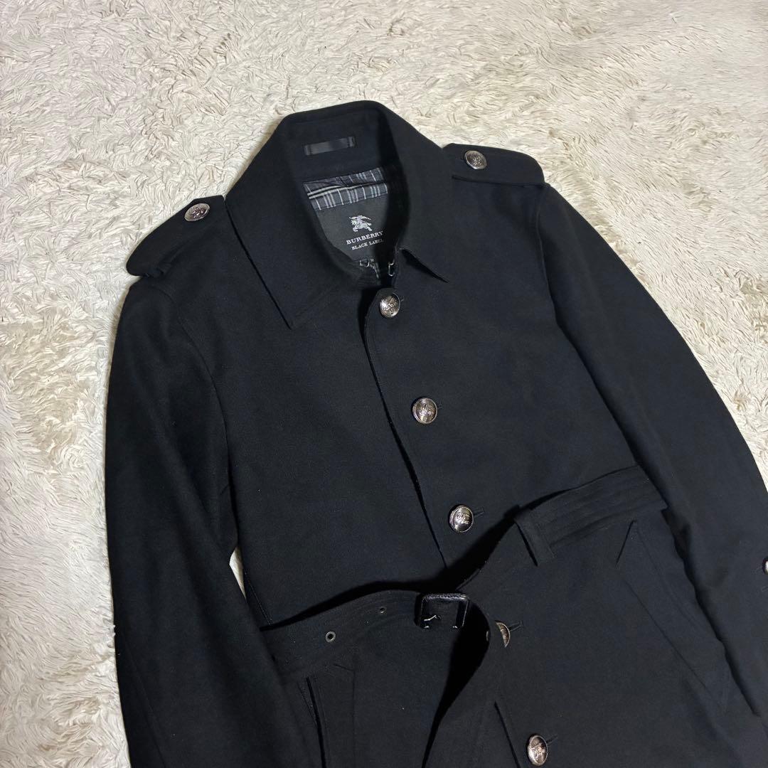 BURBERRY 銀ボタン ベルト カシミヤ マリンコート ノバチェック