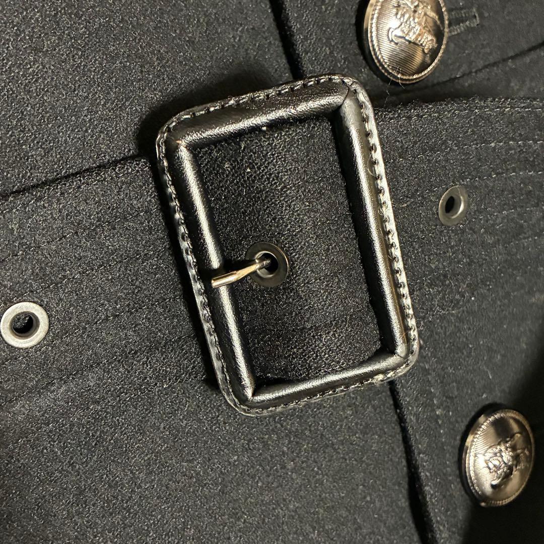 BURBERRY 銀ボタン ベルト カシミヤ マリンコート ノバチェック