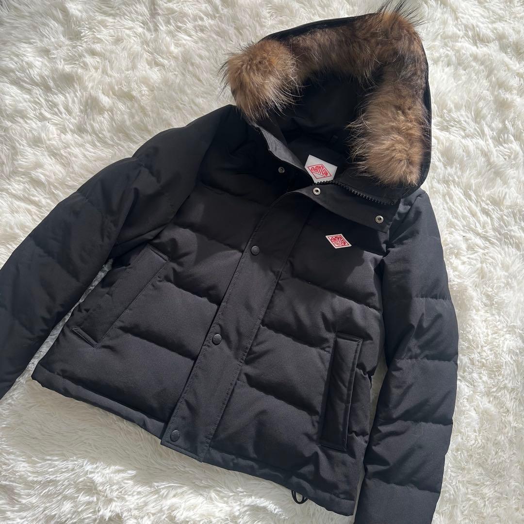 ダントン DANTON ダウンジャケット ファー フード ブラック S