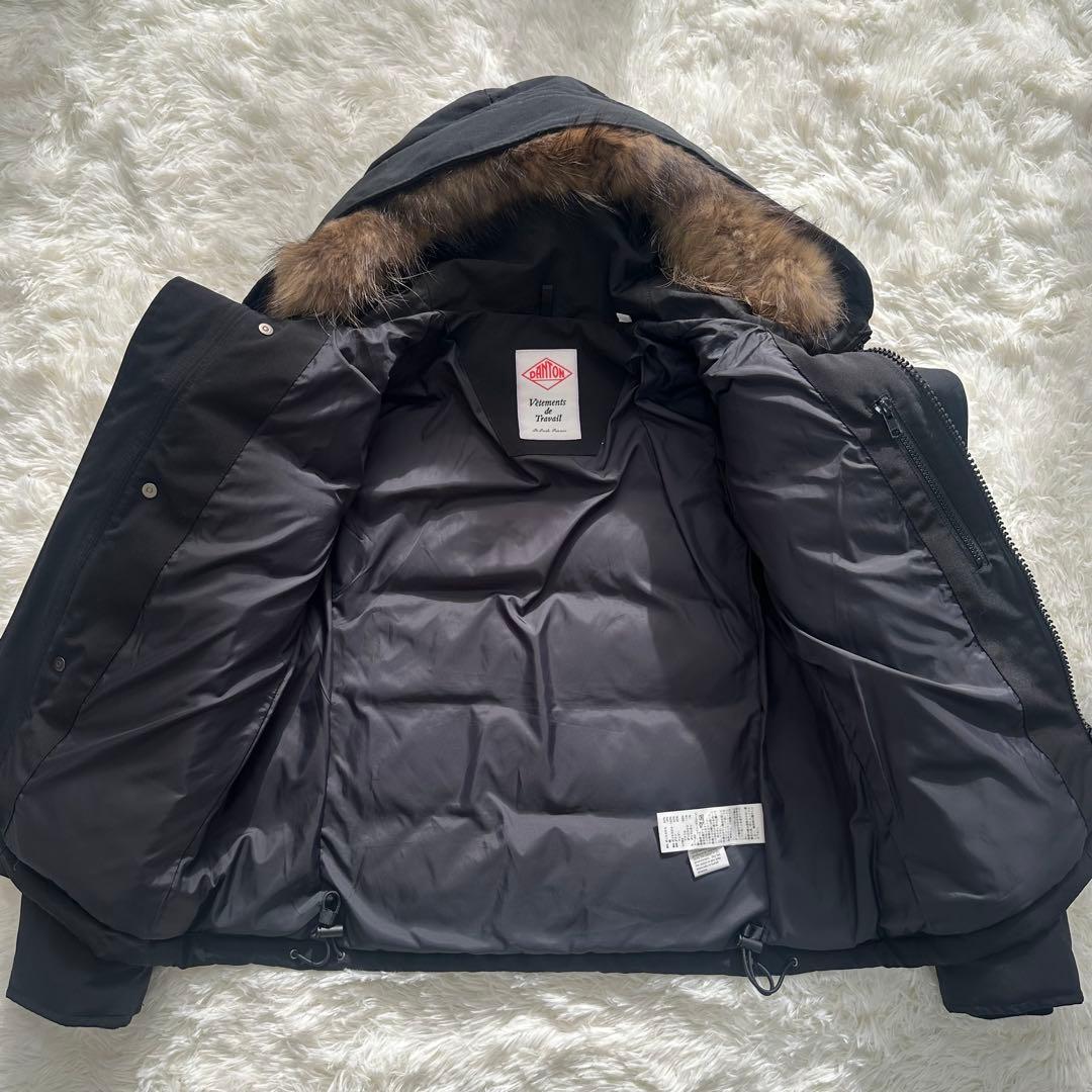 ダントン DANTON ダウンジャケット ファー フード ブラック S