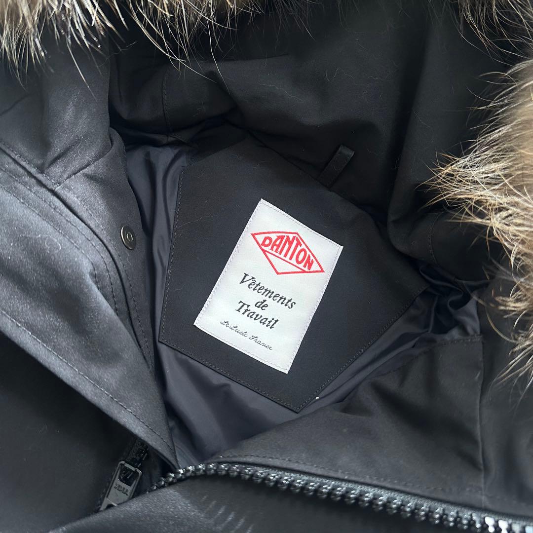 ダントン DANTON ダウンジャケット ファー フード ブラック S