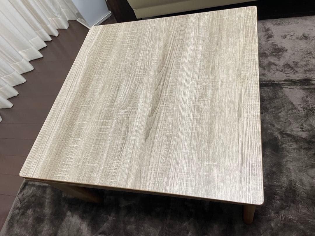 木製ブラウンこたつ 電源コード付き　掛け布団　敷きマット付き